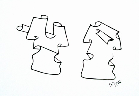 'SCROLLING HEADS' H21cm W30cm